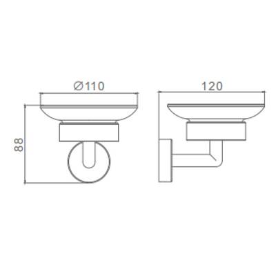 Мыльница Raglo R320.02.03 с держателем, настенная, стекло/латунь, круглая, для мыла, в ванную комнату, цвет сатин золотой