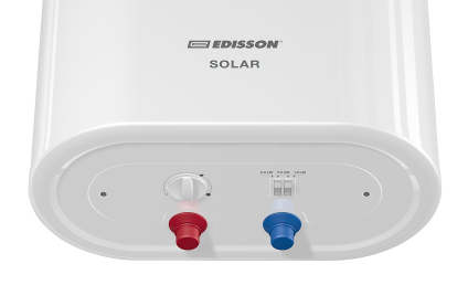 Водонагреватель EDISSON Solar 100 V, 100 л, электрический, настенный, вертикальный, накопительный, 514х296х1223 мм, 230 В, (цвет белый, плоский), подводка нижняя, (бойлер, водогрей), нагрев