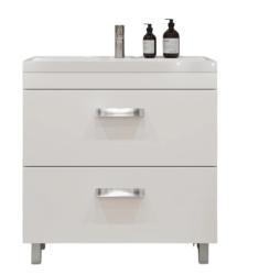 Тумба под раковину Velvex Orlando 800-0-2, 799х445х799 мм напольная, цвет белый матовый, 2 выдвижных ящика, подходит раковина Madera Classica rkCla.80-81, универсальная, в ванную комнату