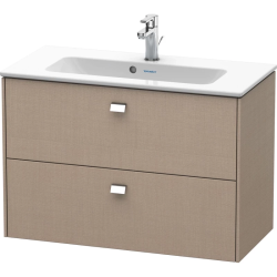Тумба под раковину Duravit Brioso, 82х47,9х56,1 см, подвесная, 2 выдвижных ящика, ДСП, цвет: лен/хром, шкафчик навесной, механизм доводчика, прямоугольная, правая/левая, в ванную комнату
