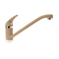 Смеситель для кухни/мойки GranFest, однорычажный, керамический картридж, низкий, с поворотным изливом, длина 217 мм, латунь, цвет песочный