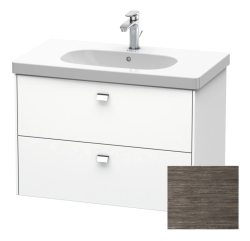 Тумба под раковину Duravit Brioso, 82х46,9х56,3 см, подвесная, 2 выдвижных ящика, ДСП, цвет: сосна терра/хром, шкафчик навесной, механизм доводчика, прямоугольная, правая/левая, для раковины D-Code, в ванную комнату
