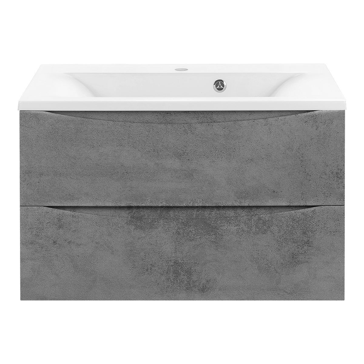 Тумба/база под раковину Vincea Mia 800 Beton, 79х44,3х50 см, навесная, цвет бетон, 2 выдвижных/выкатных ящика, ЛДСП, шкаф/шкафчик подвесной, прямоугольная, правая/левая