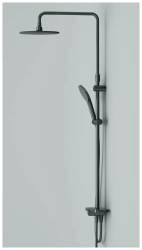 Душевая система Am.Pm Like, высота 146 см, цвет черный матовый, комплект: нажимной смеситель/тропический душ (с верхней лейкой)/стойка/лейка/шланг