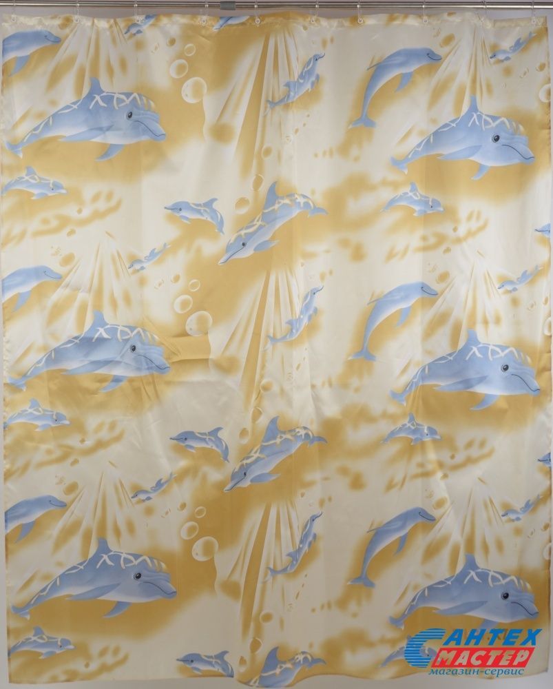 Шторка АкваЛиния для ванной комнаты полиэстер песочный дельфины 020A-04