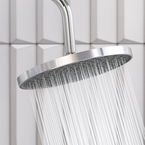 Верхний душ Damixa Apollo на подвижном шарнире, круглый, с 1 режимом, тропический душ (лейка), размер диска 236 мм, ABS-пластик, цвет хром, для душа/ванной