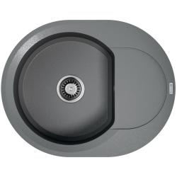 Мойка кухонная Omoikiri Sakaime 60E-GR, 47х60 см, врезная, из искусственного гранита (Tetogranit), овальная, цвет ленинградский серый, без отверстия под смеситель, с крылом, оборачиваемая, слив-перелив, врезная в столещницу