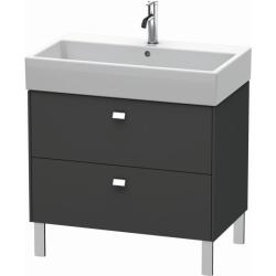 Тумба под раковину Duravit Brioso, 78,4х45,9х57 см, напольная, цвет: графит матовый/хром, 2 выдвижных ящика, ДСП, прямоугольная, левая/правая, в ванную комнату