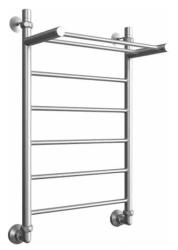 Полотенцесушитель Двин FJ 80/50, водяной (1"-1/2" К3  сатин), с полкой, универсальное подключение, нержавеющая сталь, настенный, форма лесенка, цвет сатин, к отоплению и ГВС, для отопления, обогрева в ванной