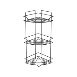Полка трехъярусная Milardo Grid угловая, 219х219х558 мм проволока стальная, цвет черный матовый GRICC3BM44