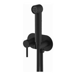 Смеситель с гигиеническим душем Splenka S96.52.06 встраиваемый, однорычажный, керамический, без излива, с гибким шлангом/лейкой, латунь/пластик, цвет черный