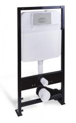 Инсталляция Logan с кнопкой смыва Oval/хром матовый, (клавишей смыва, двойного слива), система для подвесного унитаза, со скрытым смывным бачком (бак), комплект, размеры рамы (каркас) 17х55х117 см, скрытая, в сборе