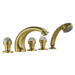 Смеситель для ванны/душа Migliore Axo, на борт ванны, двухвентильный, неповоротный, длина 150 мм, керамический, латунь, цвет бронза