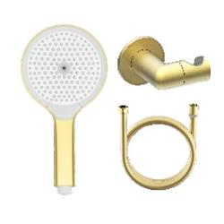 Душевой гарнитур Raglo R476.43.03 комплект: ручной душ 3 режима/держатель для душа/шланг для душа 150 см, латунь/пластик, цвет сатин золотой
