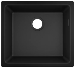 Мойка кухонная Hansgrohe 450, S51, S510-U450, 50х45х20,5 см, встраиваемая снизу/под столешницу, искусственный гранит, прямоугольная, цвет черный графит, без отверстия под смеситель