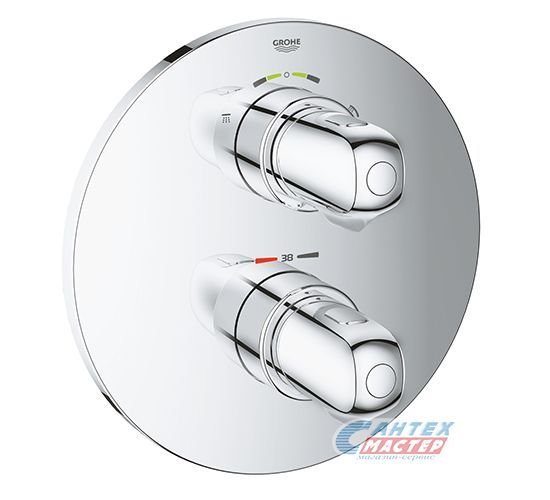 Смеситель для душа Grohe Grohtherm 1000 New термостатический, скрытого монтажа, на 2 положения, керамический, настенный, без излива/шланга/лейки, латунь хром
