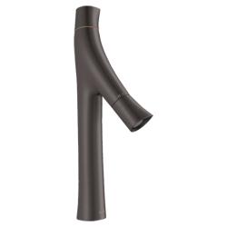 Смеситель для раковины Axor Starck Organic 170, двухвентильный, фиксированный излив, длина излива 11,6 см, керамический, латунь, цвет: шлифованный черный хром, с незапираемым сливным набором