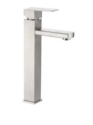 Смеситель для раковины/умывальника Haiba, однорычажный, неповоротный, нержавеющая сталь, высокий, длина излива 127 мм, керамический, цвет сталь