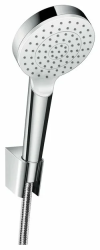 Душевой гарнитур Hansgrohe Crometta Crometta 1jet EcoSmart Porter 160 см, комплект: ручной душ/держатель для душа/шланг для душа, пластиковый, цвет хром/белый, наружного монтажа, настенный, для душа/ванной