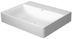 Раковина DURAVIT DuraSquare WonderGliss 60х40х14,5 см, подвесная, прямоугольная, санфарфор, шлифованная, цвет белый, без отверстия под смеситель, антигрязевое покрытие, без перелива