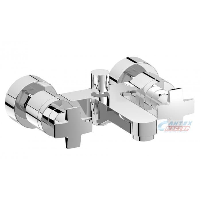 Смеситель для ванны/душа Zeegres Z.Win двухвентильный, керамический, настенный, излив фиксированный 194 мм, латунь хром, короткий, универсальный, горизонтальный, вентильный, кран, комплект, сантехника, размер, характеристики, высота, расстояние