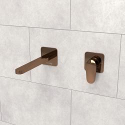 Смеситель для раковины/умывальника WasserKRAFT Asphe, встраиваемый, однорычажный, неповоротный, керамический, длина излива 218 мм, латунь, цвет розовое золото