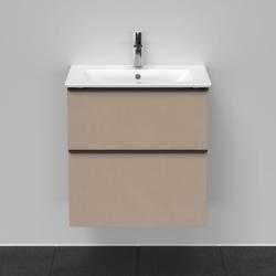 Тумба под раковину Duravit D-Neo, 61х46,2х62,5 см, подвесная, 2 выдвижных ящика, ДСП, цвет: лен, шкафчик навесной, прямоугольная, правая/левая, в ванную комнату