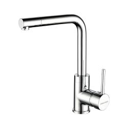 Смеситель для кухни/мойки Paulmark Honner, однорычажный, поворотный излив, керамический картридж, высокий, длина излива 174 мм, латунь, цвет хром