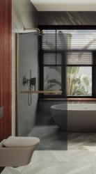 Душевая перегородка MaybahGlass, 195х69 см, графитовое стекло/широкий профиль бронза, правая/левая, плоская (панель), из закаленного стекла, (ограждение без поддона) стеклянная, правосторонная/левосторонная, универсальная