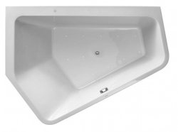 Ванна Duravit Paiova 5 190х140 см гидромассажная, пристенная, акриловая, цвет: белый, с рамой/сливом-переливом/фронтальной панелью, асимметричная/угловая, с системой гидромассажа Air-System, c двумя наклонами для спины, левая