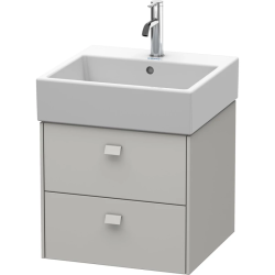 Тумба под раковину Duravit Brioso, 48,4х45,9х44,2 см, подвесная, 2 выдвижных ящика, ДСП, цвет: бетонно-серый, шкафчик навесной, механизм доводчика, прямоугольная, правая/левая, в ванную комнату