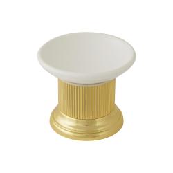 Мыльница Migliore Fortuna, настольная, керамика/латунь, форма округлая, для душа/мыла, в ванную/туалет/душевую кабину, цвет золото/белый