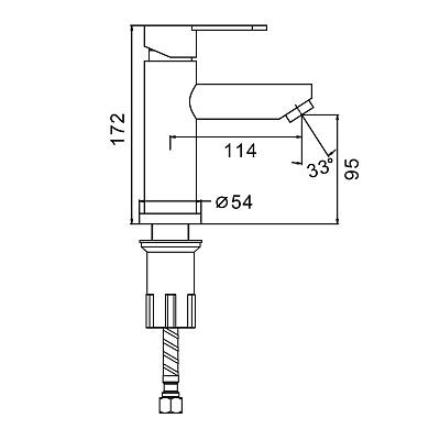 Смеситель для раковины/умывальника Splenka S223.10.05 однорычажный, неповоротный, фиксированный излив, длина 114 мм, высота 95 мм, нержавеющая сталь, цвет сатин