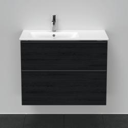 Тумба под раковину Duravit D-Neo, 81х46,2х62,5 см, подвесная, 2 выдвижных ящика, ДСП, цвет: дуб черный, шкафчик навесной, прямоугольная, правая/левая, для раковины ME by Starck # 234683, в ванную комнату