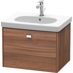 Тумба под раковину Duravit Brioso, 62х46,9х45,2 см, подвесная, 1 выдвижной ящик, ДСП, цвет: орех матовый/хром, шкафчик навесной, механизм доводчика, прямоугольная, правая/левая, в ванную комнату