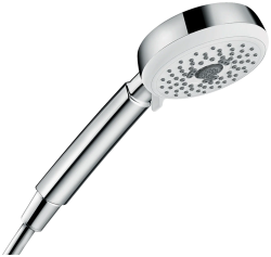 Лейка душевая Hansgrohe Crometta 100 Multi, настенная, круглая, с 3 режимами, хромированная/пластмассовая, цвет хром/белый, ручная, для душа/ванной