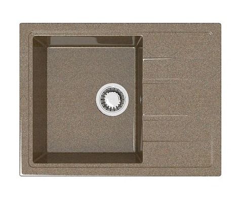 Мойка Bergg Z150, 57.5х47х21.5 см, с правым крылом, врезная, из искусственного камня, прямоугольная, цвет терракот, отверстие под смеситель, слив-перелив, для кухни