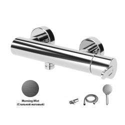 Смеситель для душа Cezares Leaf, настенный, однорычажный, без излива, керамический, латунь, цвет матовая сталь