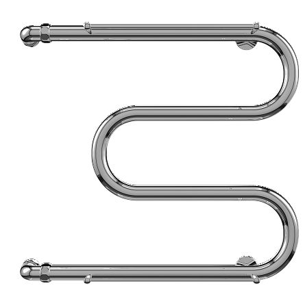 Полотенцесушитель 500х400 мм Terminus М-образный, 1" дюйм. водяной, с полкой (полочкой), боковое подключение, из нержавеющей стали, цвет хром, м/о 500