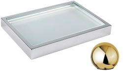 Мыльница Cezares PRIZMA, настольная, металл/стекло, форма прямоугольная, для душа/мыла, в ванную/туалет/душевую кабину, цвет золото