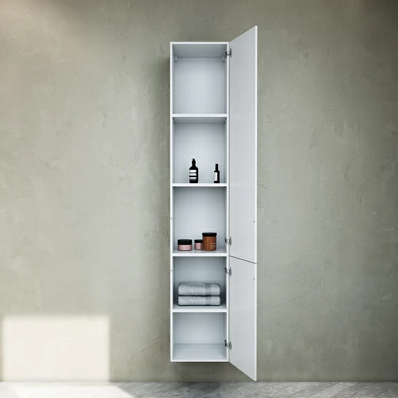 Пенал AM.PM Gem 30, 163х30х32 см, подвесной, (правый), с дверцей, с полками, цвет белый, в ванную комнату