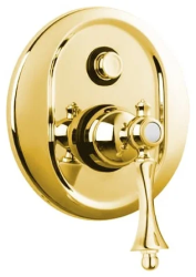 Смеситель для душа Cezares Margot, встраиваемый, однорычажный, без излива, с переключателем, керамический, латунь, внутренний (скрытый монтаж), цвет золото 24 карат