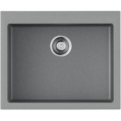 Мойка кухонная Omoikiri Bosen 61-GR, 50х61 см, врезная, из искусственного гранита (Tetogranit), прямоугольная, цвет ленинградский серый, без отверстия под смеситель, без крыла, слив-перелив, врезная под столещницу, для кухни