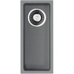 Мойка кухонная Omoikiri Bosen 20-U-GR, 44х20 см, врезная, из искусственного гранита (Tetogranit), прямоугольная, цвет ленинградский серый, без отверстия под смеситель, без крыла, слив-перелив, врезная под столещницу, для кухни