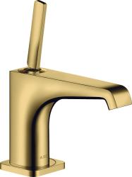 Смеситель для раковины/умывальника Axor Citterio E 90, однорычажный, фиксированный излив, длина излива 13,5 см, керамический, латунь, цвет полированное золото, с незапираемым сливным набором
