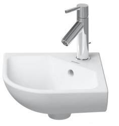 Раковина DURAVIT ME by Starck WonderGliss, 43,5х38х15,5 см, подвесная, четверть круга/угловая, санфарфор, цвет белый шелковисто-матовый, с 1 отверстием под смеситель, антигрязевое покрытие, слив/перелив