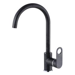 Смеситель для кухни/мойки VIEIR, однорычажный, поворотный, керамический, длина излива 204 мм, латунь, цвет черный