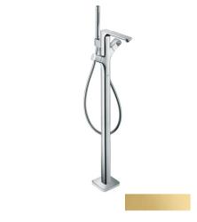 Смеситель для ванны Axor Urquiola термостатический, напольный, неповоротный, латунный, длина излива 20,4 см, цвет полированное золото, с душевым шлангом/держателем/лейкой