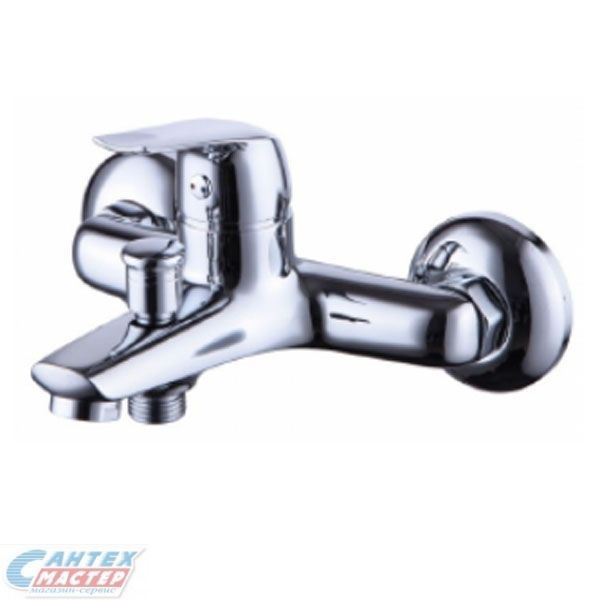 Смеситель для ванны/душа Zenta Рико однорычажный, керамический, настенный, излив фиксированный 146 мм, с гибким шлангом, душем/лейкой, латунь, цвет хром, короткий, универсальный, горизонтальный, рычажный, кран, комплект, сантехника, размер