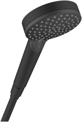 Лейка душевая Hansgrohe Vernis Blend 100 Vario EcoSmart, настенная, круглая, с 2 режимами, регулируемая, пластмассовая, цвет матовый черный, ручная, для душа/ванной